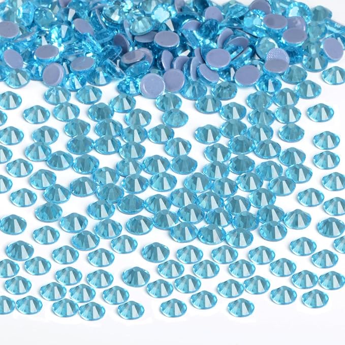 Bymitel Hotfix Crystal Rhinestones Round Gems Iron on DIY Jewelry Making Flat Back for Crafts,Aquamarine, 2.4mm(SS8/2880pcs)