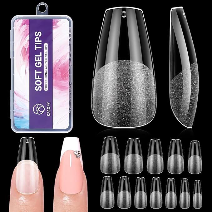 Medium Coffin Gel Nail Tips:240Pcs Half Matte Soft Clear False Nails Acrylic Coffin Full Cover Fake Nail Tips for Nail Extension Women Manicure DIY 12 Sizes