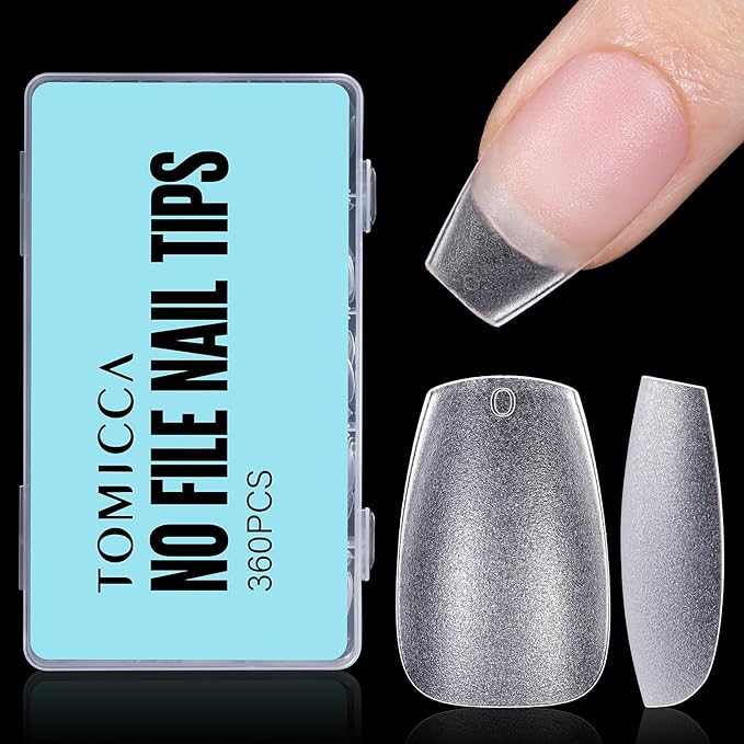 TOMICCA Short Coffin Gel Nail Tips, Full Cover Short Nail Tips, 360Pcs Soft Coffin Nails Matte Fake False Acrylic Press on Nail Home DIY Nail Salon 15 Sizes