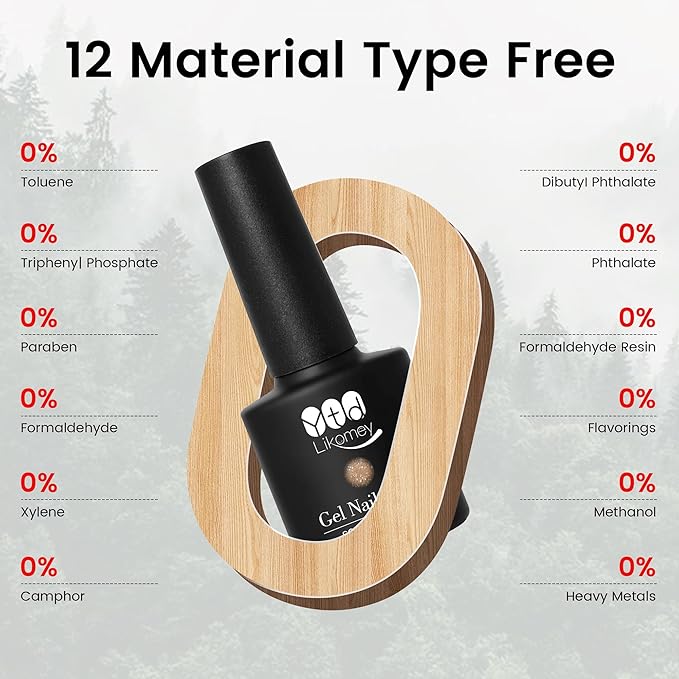 YTD Likomey Reflective Glitter Gel Nail Polish with Base Coat and Top Coat Set,Fall Winter Falsh 6 Colors Shimmer Black Silver Pink Blue Red Gold Diamond Sparkle UV Color Varnish Kit,8 Pcs 7.5 ml