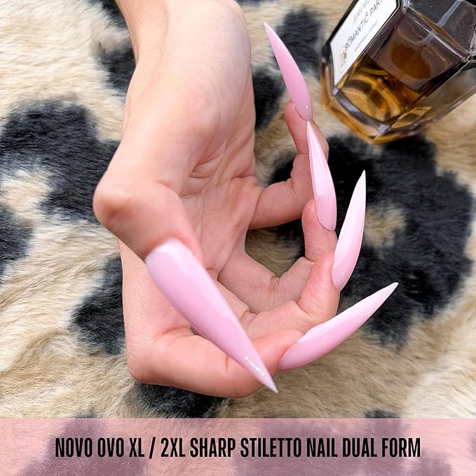 NOVO OVO Extra Long XXL Stiletto Pointed Nail Dual Forms for Polygel Extension, Reusable Full Cover Acrylic/Builder/Hard Gel Poly Gel Molds of Manicure Art for Salon DIY x 14 sizes 280 Pcs