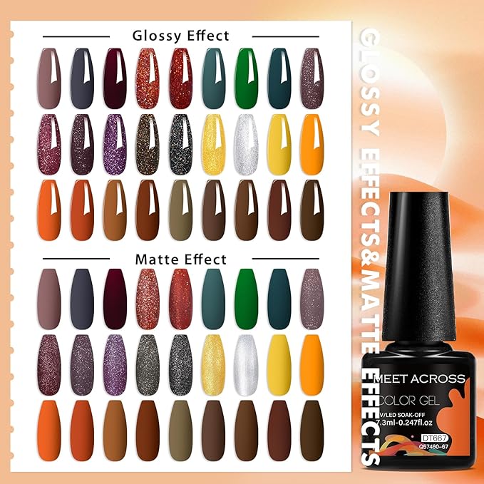 MEET ACROSS 27PCS Gel Nail Polish Set,27 Colors Gel Nail Kit Art Design Soak Off UV LED,Nail Art Design Gifts for Women