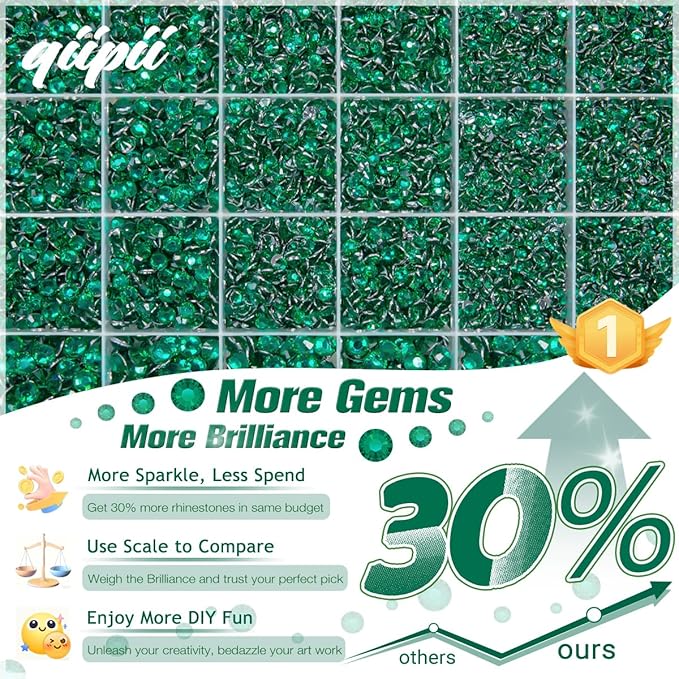 Jade Green Crystal Resin Rhinestones w B7000 Glue for Bedazzling Crafting 2mm-6mm Flatback Stones Diamonds Crystals Gems Bedazzler Kit for Nails Face Eyes Makeup Tumblers Bottles Crafts Shoes