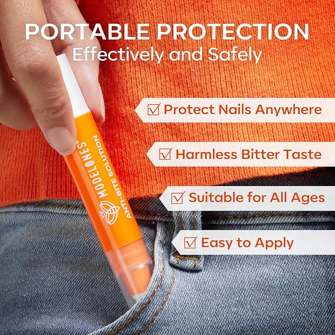 modelones Nail Biting Treatment for Kids Quick Dry Nail Biting Prevention Pen Thumb Sucking Deterrent Bitter No Bite Nail Polish for Nail Care Stop Biting Nails Repair for Damaged Nails 0.48 fl oz
