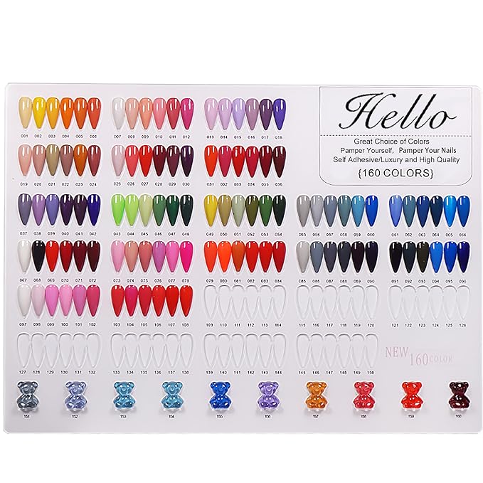 Acycoin2A Acrylic Nail Polish Color Display Board Book Nail Design Chart with 2 Styles Nail Tips Card Board Salon Showing Shelf (160 Colors)