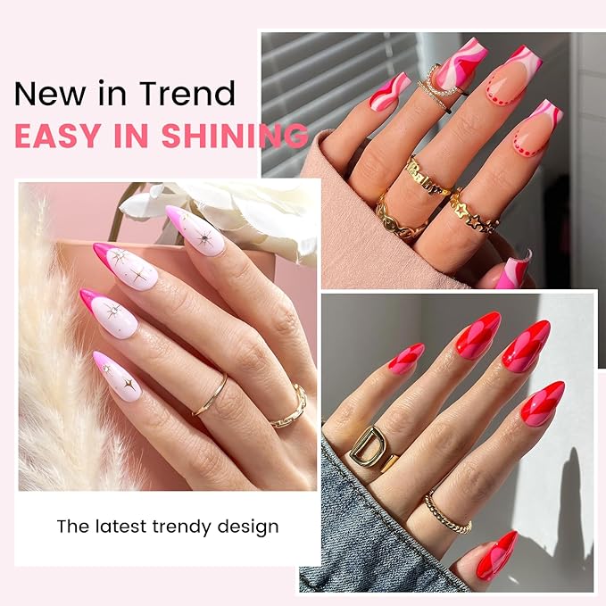 TPO and HEMA Free Gel Nail Polish Kit with U V Light - Nude Pink Red at Home Gel Manicure Kit with Base & Top Coat Chrome Nail Powder - 4 Colors Mini Salon Nail Art Starter Gift for Women Girl