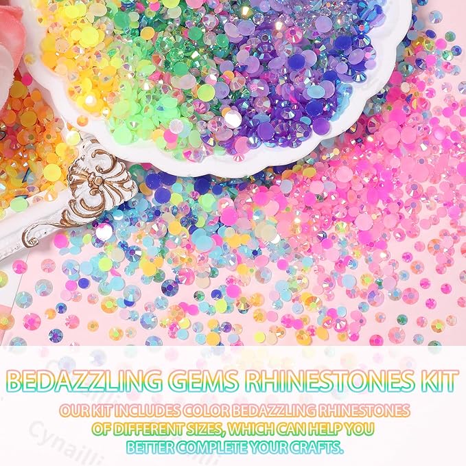 15 Grids Resin Rhinestones for Crafting, Colors Bedazzling Gems Kit, Jelly Resin Rhinestones for Nails Face Eyes Makeup Crafts Tumblers Bottles
