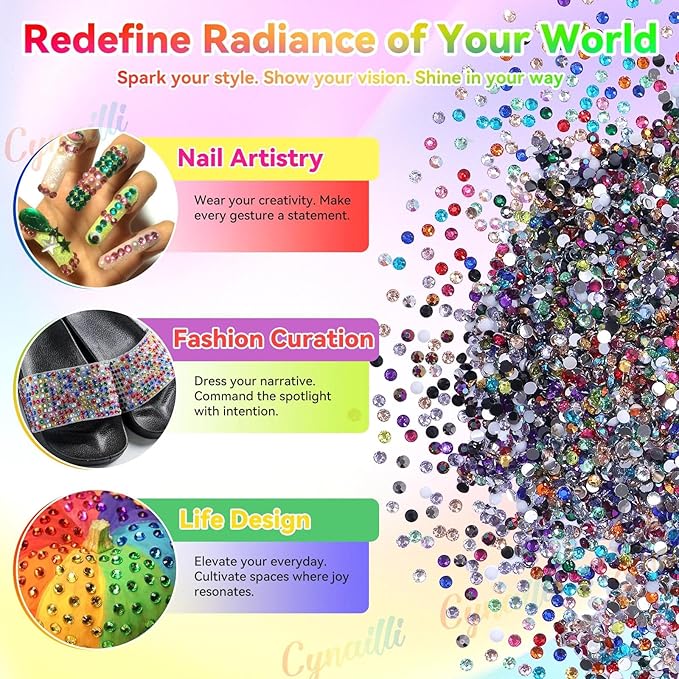 32000Pcs 3MM Colors Flatback Rhinestones for Bedazzling Kit, Colored Gems Rhinestones for Bedazzling, Colorful Gems Bedazzled for Crafting DIY Face Fabric Makeup Crafts Tumblers