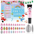 72 Pieces Christmas Press on Nails for Kids, EBANKU 3 Pack Kid Fake Nail Kit Cute Snowman Press on Nails for Girls 7-12 Years with Nail Glue