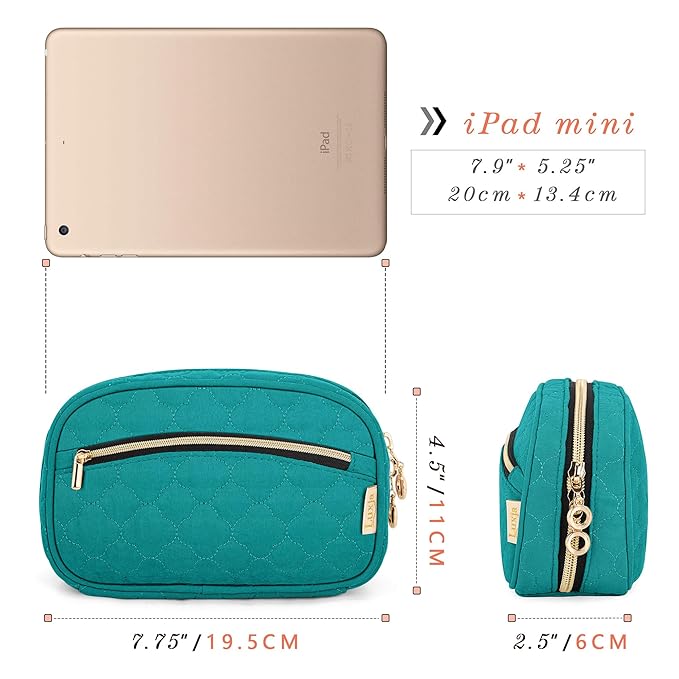 LUXJA Nail Polish Case - Holds 10 Bottles (15ml - 0.5 fl.oz), Nail Polish Organizer with Zipper Pockets (Bag Only), Teal