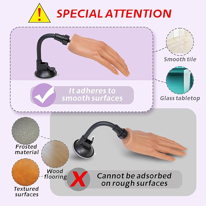 Practice Hand for Acrylic Nails, Silicone Nail Hand Practice, Flexible Fingers Fake Training Hand False Mannequin Hands for Nail Practice, Hand Model Kit for Nail Supplies Manicure Beginners