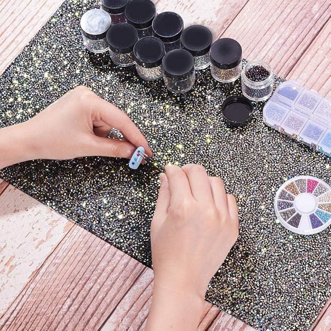 EBANKU Shiny Nail Table Mat, Nail Art Hand Rest Pad for Nail Art Cushion Pillow, Washable Portable Manicure Tool（Black）