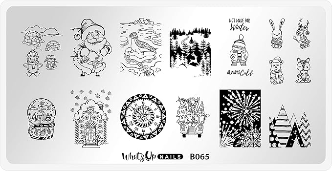 Whats Up Nails - B065 Winter Flurryland Stamping Plate for Christmas Nail Art Design