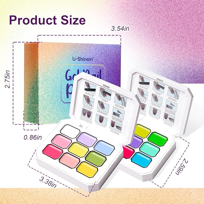 Gradient Painting Gel Set, 2*Plates Ombre Gel Nail Polish Ombre Nails Aura Nails,Long-lasting Silky Texture Highly Saturated French Manicure Soak of UV/Led Home Salon DIY Nail Art J&O
