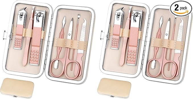 Manicure Set Women Nail Clippers Set Nail kit Manicure Pedicure Kits Professional Grooming Kit Nail Care Gift for Women Nail Sets Ultra Sharp Suitable for Home Travel Foot Hand Care Tools (Pack of 2)