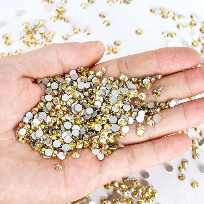 Novani Rhinestones 1440Pcs Flatback Crystal Round Loose Gemstones Glass Rhinestones for Crafts Makeup Nail Art Clothes Shoes DIY Decorations(SS20, 4.6-4.8mm,MetalSunlight)