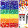 RODAKY 30000PCS Resin Jelly Rhinestone Kits 2/3/4/5mm Flatback Rhinestones for Bedazzling Crystal Gems 6 Colors Crystal Beads for Crafting 2PCS B7000 Jewelry Glue Tweezers Pickup Pencil
