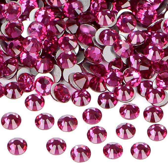 2880PCS Art Nail Rhinestones Non Hotfix Glue Fix Round Crystals Glass Flatback for DIY Jewelry Making with one Picking Pen (ss8 2880pcs, Rose)