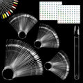 Allstarry 200 Pcs Clear Nail Swatch Sticks with Ring and Numbered Tips Roundhead Shaped Nail Art Polish Display Tips, False Nail Sample Sticks, Sacks of Transparent Nail Practice-Tips for Manicure