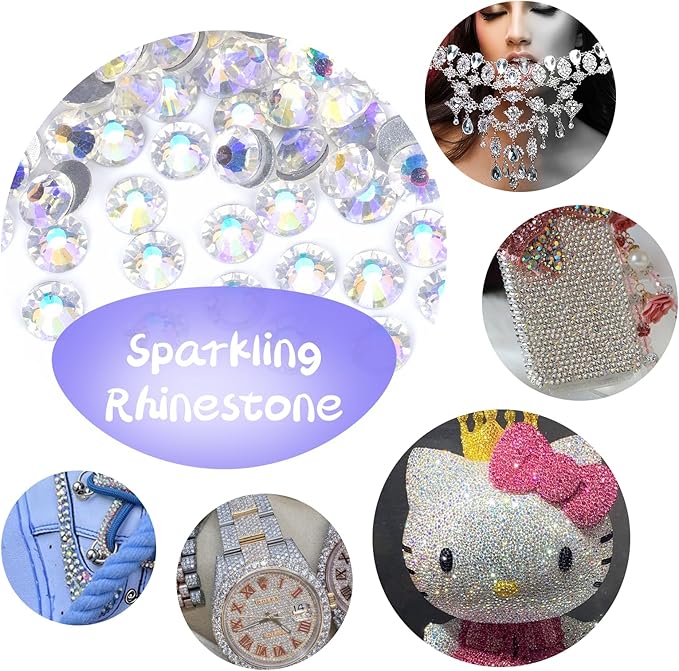 10000PCS Moonlight Rhinestones Bulk, Flat Back Crystal Glass Stone Round Gems,SS16, 3.8-4.0mm