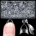 LoveOurHome 600pc French XS Stiletto Nail Tips Clear Fake Nails French Short Almond Nail Tips Soft Gel Almond Nail Tip Half Cover False Nail Tip for Acrylic Nails Gel Extension