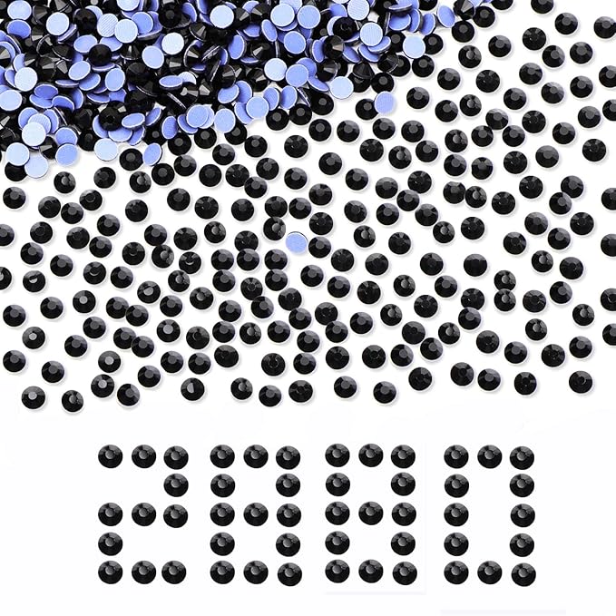 NCB 2880pcs Hotfix Crystal Rhinestones for Clothes Crafts, Hot Fix Bulk Flatback Crystals, Iron on Hotfix for DIY Decoration 20 Gross (Black, ss30/2880pcs)