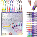 12 Colors Nails Art Pens Set,New Nails Art Markers Polish Pen for 3D Nails Art,Fine Tip Nails Art Pen 0.5mm,DIY Nails Art Marker Drawing Painting Liner Pen,Portable Nails Art Tools (A-1 Set)