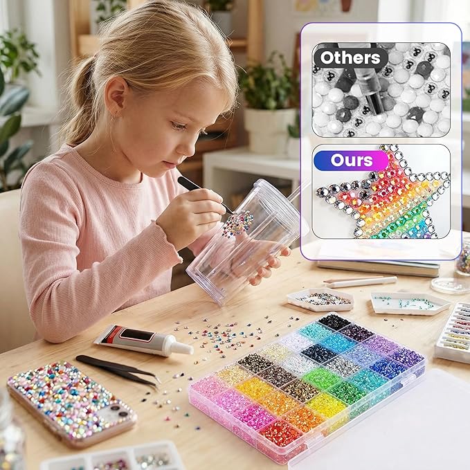 Bedazzler Kit with Rhinestones, 2026 New Resin Jelly Rhinestones for Bedazzling, Multicolor 3mm Flatback Gems for Nail Diamond Art Crafting Book Makeup (24000)