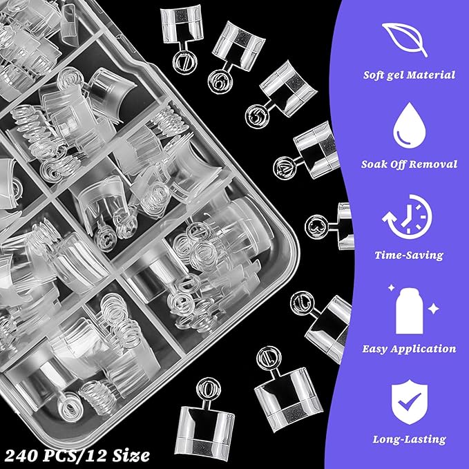 240pc French Fake Toenails Gel Toe Nail Tips Clear Press on Toenail, Short Square Toes Fake Nails Tips Clear Gel Toenails Extrension False Toe Nail Press ons Feet Artificial Toenail Tip Half Cover
