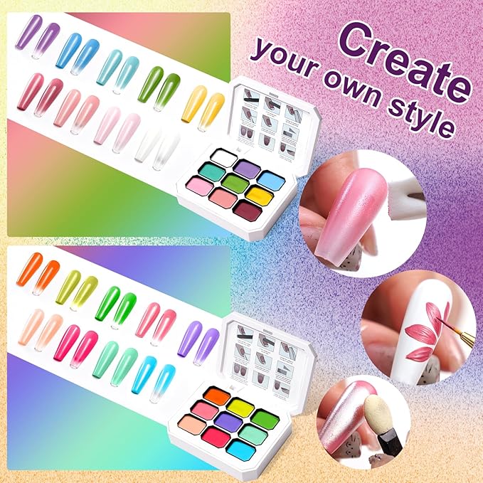 Gradient Painting Gel Set,18 Bright Color Ombre Gel Nail Polish Pigment Pat No-wipe Silky Texture Highly Saturated French Manicure Soak of UV/Led Home Salon DIY Art G&O
