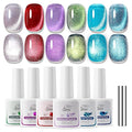 5-in-1 Cat Eye Gel Polish Kit, 6PCS-7.5ml No Base/Top Coat Needed, All-in-One Formula, Beginner-Friendly Magnetic Nail Art Set with Magnet Sticks, Fast Curing for Home DIY Manicure