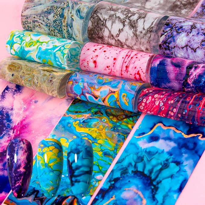 300 Sheets Nail Foils Transfer Nail Art Stickers Flower Butterfly Aurora Gradient Marbling Nail Foil Sheets Leopard Print Transfer Foil for Nails Decoration