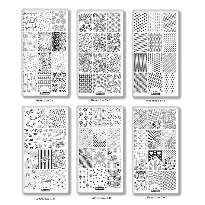 Mezerdoo 10pcs Nail Art Stamping Plate Skull Flower Mixed DIY Nails Image Stamp Stamping Plates Manicure Template for UV Gel Polish Painting