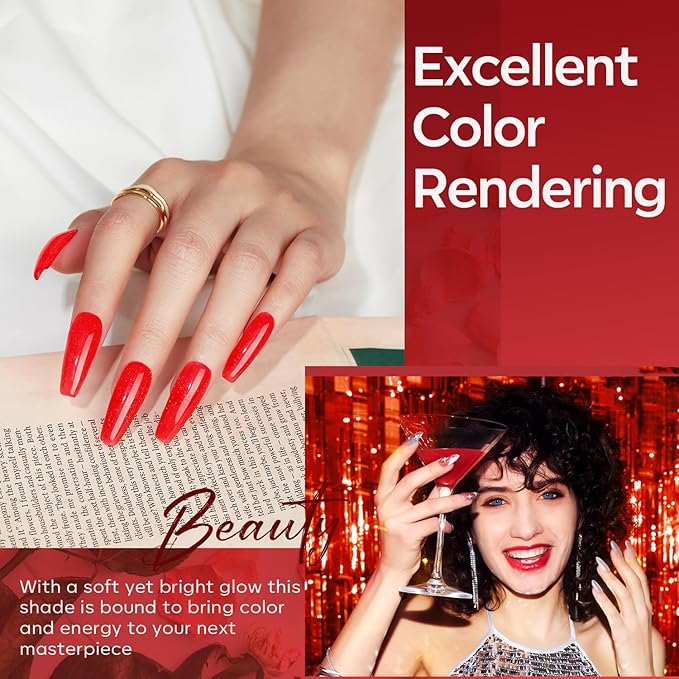 modelones Poly Nail Gel Set, 6 Colors Popular Red Collection Bright Wine Burgandy Glitter Poly Extension Gel Dark Bloody Red Builder Starter Home DIY Manicure Nail Art Gift