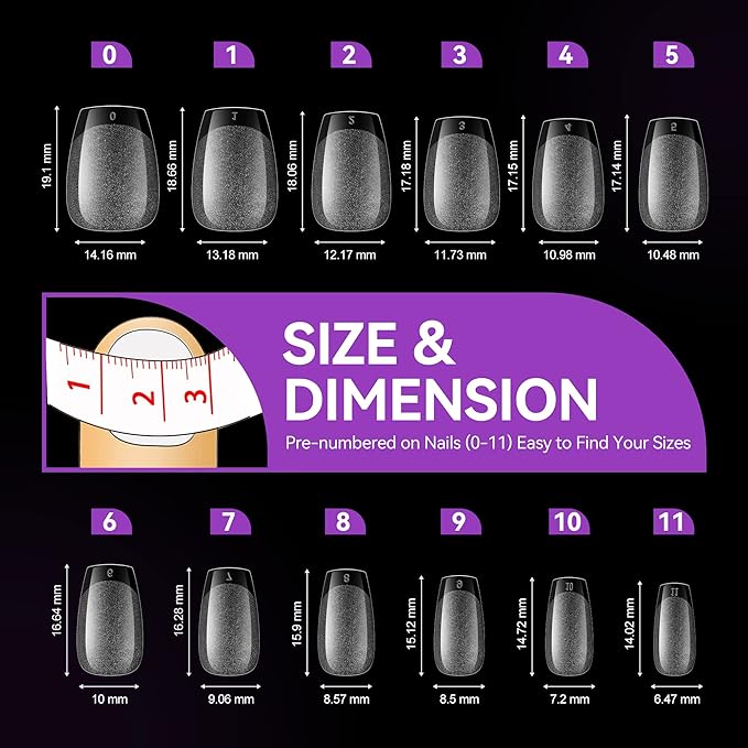 Gelike ec Nail Tips- Gel Nail Tips Extra Short Coffin Nail Tip Full Cover 120PCS 12 Sizes, Extra Short Coffin - Gift for Valentine's Day