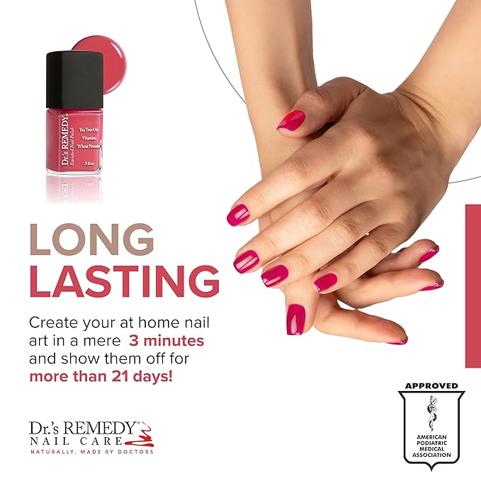 Dr’s Remedy Enriched Nail Polish: Non Toxic, All Natural, and Organic - Doctor Formulated: Strengthens, Restores, Heals, and Protects '24-Free' - PEACEFUL Pink Coral