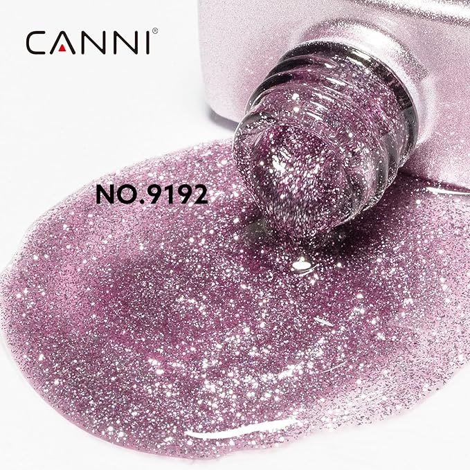 CANNI Glitter Purple Gel Nail Polish, 1Pcs Purple Sparkly Gel Polish Shiny Glitter Color Soak Off U V Nail Manicure Salon DIY at Home