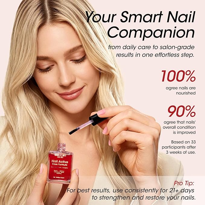 Gellen Active Glow Nail Polish One Step Ridge Filler Nail Strengthener with Hexanal & Pro-VE B5, Pomegranate Seed Oil for Healthier Glossier Nails, Ultra-Glowy Rose Mirror-Like Shine, 0.54 Fl Oz