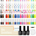 Beetles Gel Liner Nail Art Polish Set Pastel Gel Nail White Gold Red Glitter Neon French Tip Nails Polish Paint Swirl Built Thin Brush in Bottle Soak off Uv Lamp Nails Art Kit Gifts for Women