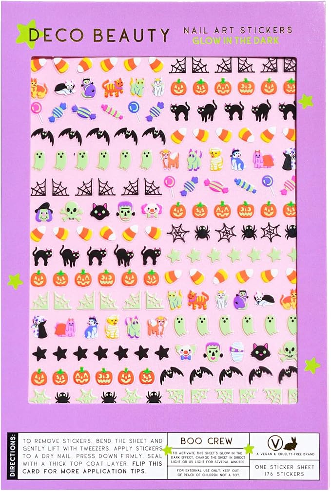 Deco Beauty Boo Crew -Super Thin & Easy-to-Apply Nail Art with The Cutest Designs-Durable & Long-Lasting Nail Art Stickers and Decals for Women, for DIY at-Home Manicures & Salon-Quality Nails