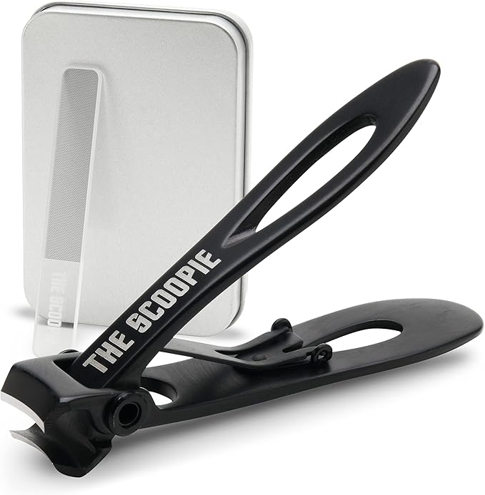 Nail Clippers for Men and Women, Toenail Clippers and Fingernail Clipper, Includes Nano Fiber Nail File, 15mm Wide Jaw Stainless Steel Nail Clippers for Adults, Manicure and Pedicure Set (Black)