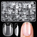 300pc Extra Short Round Square Gel Nail Tips Clear Fake Nail, XS Clear Press on Nails Short Squoval Soft Gel Nail Tips Acrylic Nails Full Cover False Nail Artificial Fingernail for Nail Extensions