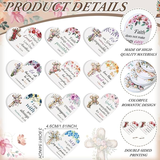 50 Pcs Christian Gifts Bulk for Women Religious Scripture Mini Heart Nail Files Emery Board Double-Sided Nails Boards Bible Verse Group Church Religious Party Favors for Employee Coworker Supplies