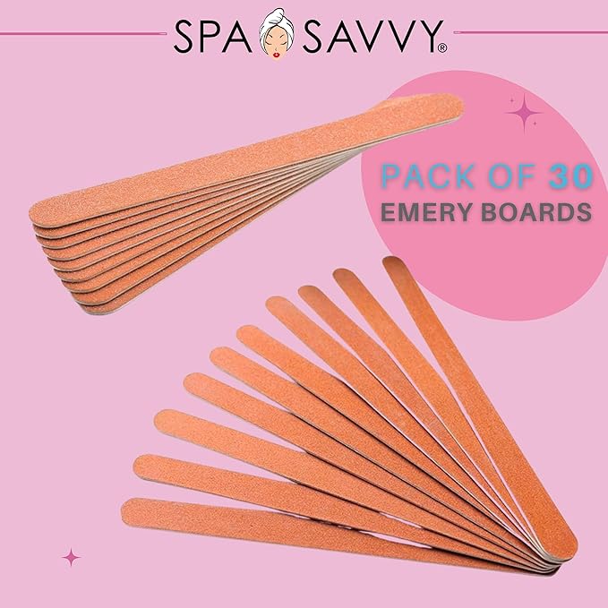 Nail File Set, 30 Count, Double Sided 6 Inch Emery Board Nail Files, Pedicure and Manicure Tools