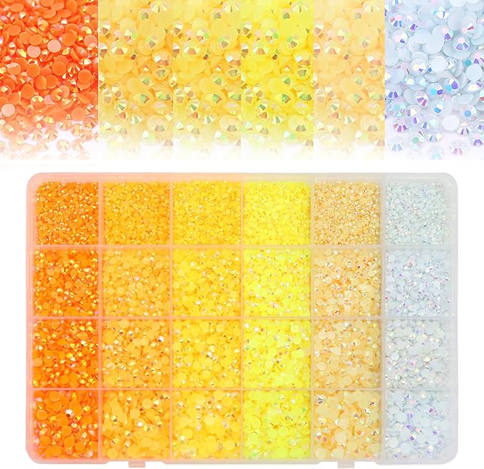 22800Pcs Shiny Jelly Rhinestones for Arcylic Nails Mixed Sizes Rainbow Rhinestones Flatback Nail Art 6 Colorful Red Yellow Crystal AB for DIY Craftings Makeup