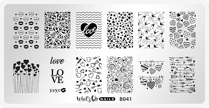 Whats Up Nails - Valentine's Day Stamping Plates 2 pack (B024, B041) for Nail Art Design