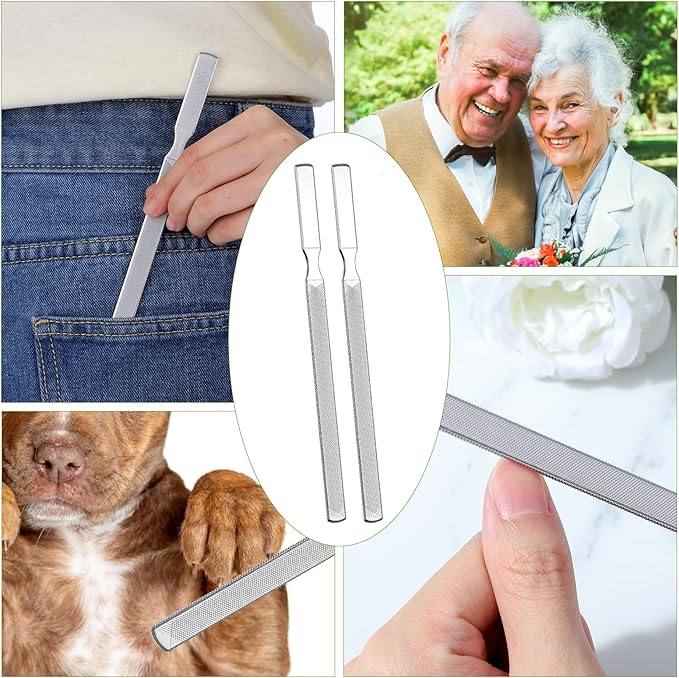 2Pcs Thick Toenail File for Men Stainless Steel Naill Files Toe File for Thick Nails Heavy Duty Toe Nails Filer Metal Toenail Files for Men Women, Manicure Pedicure Tool, 7” Long