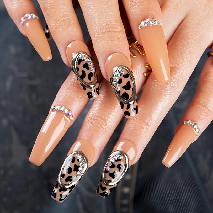 LOVFUL Short Press on Nails Bow Down | Handmade Acrylic Press ons | Reusable Fake False Nails | Coffin Classic Regular 1.3 in | H641-L