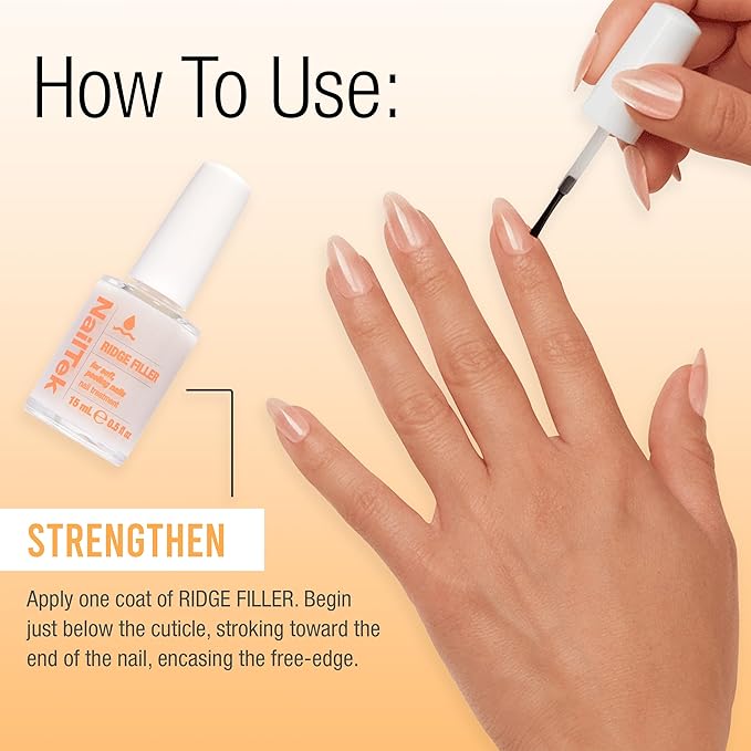 Nail Tek Ridge Filler Formula 2 – Clear Ridge Filler for Nails Base Coat, Nail Strengthener Polish for Soft & Peeling Nails, 0.5 fl oz
