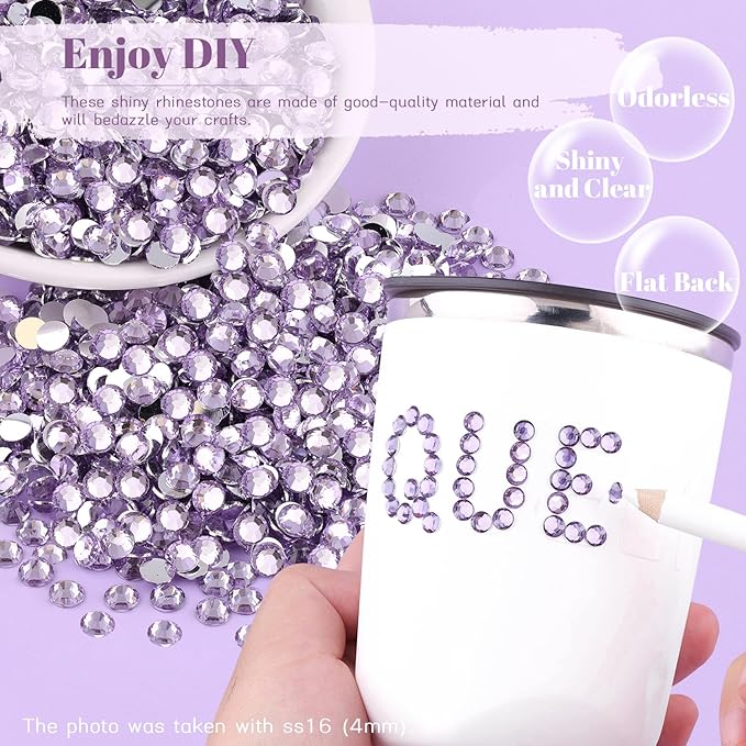 4000PCS 5mm Resin Rhinestones in Bulk (Light Purple), Bedazzling Flatback Crystals Rhinestones for Crafting DIY Nail Decoration, Gems Diomand Charms for Tumbler Shoes Clothing Fabric